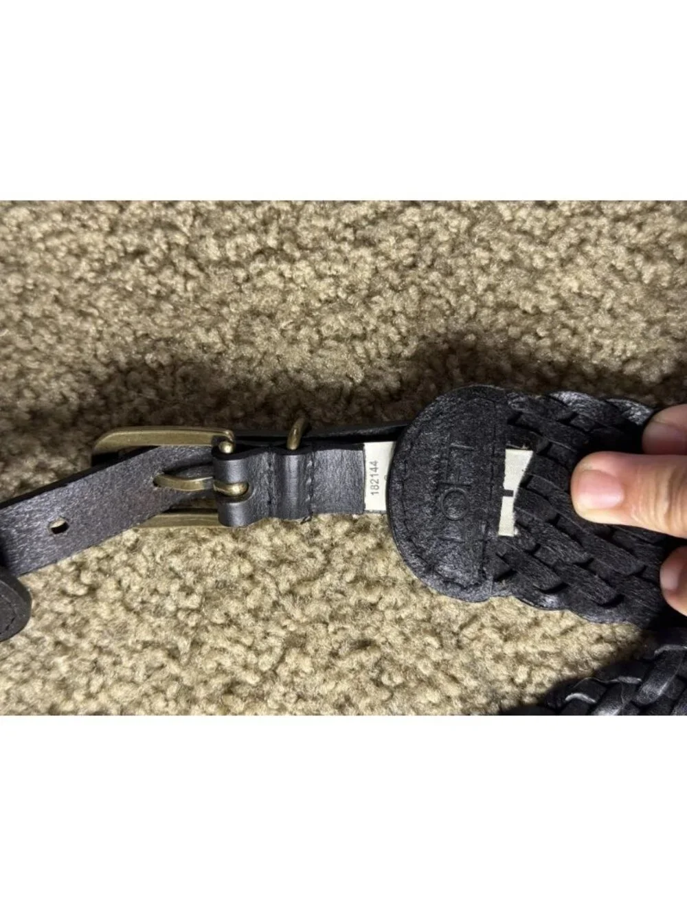 LOFT Leather Belt Black Braided Wide Studded SMALL 32” Bohemian Bohochic